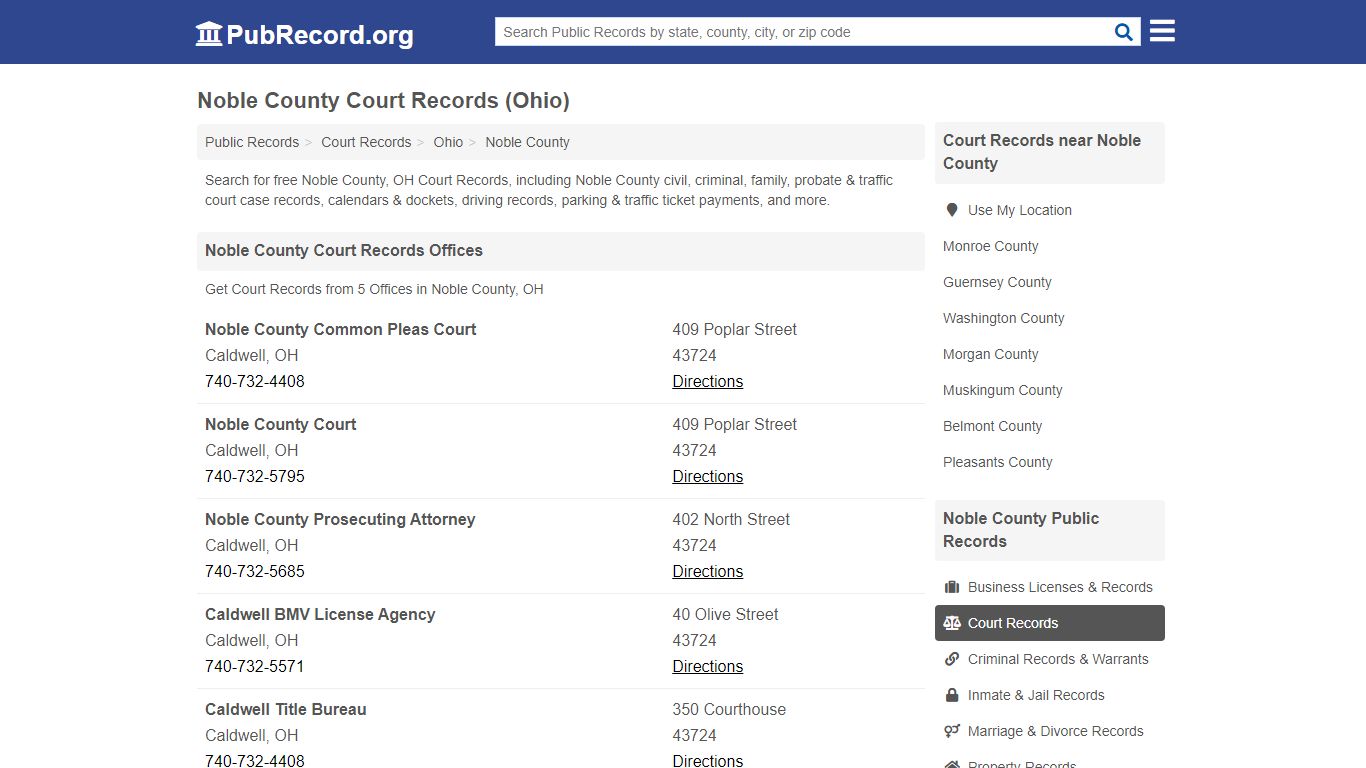 Free Noble County Court Records (Ohio Court Records)