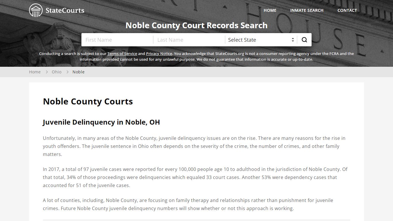 Noble County, OH Courts - Records & Cases - StateCourts