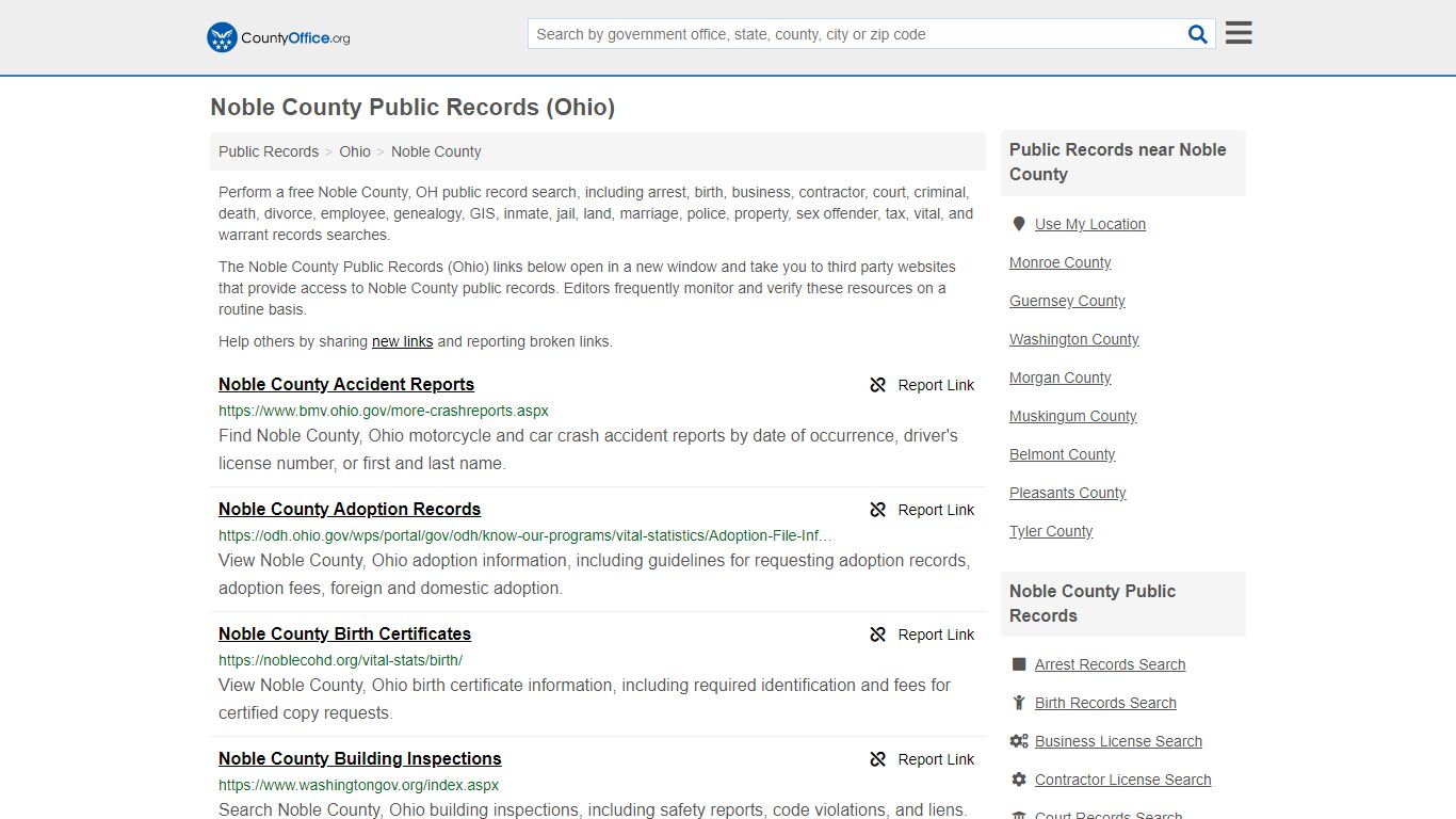 Public Records - Noble County, OH (Business, Criminal, GIS ...