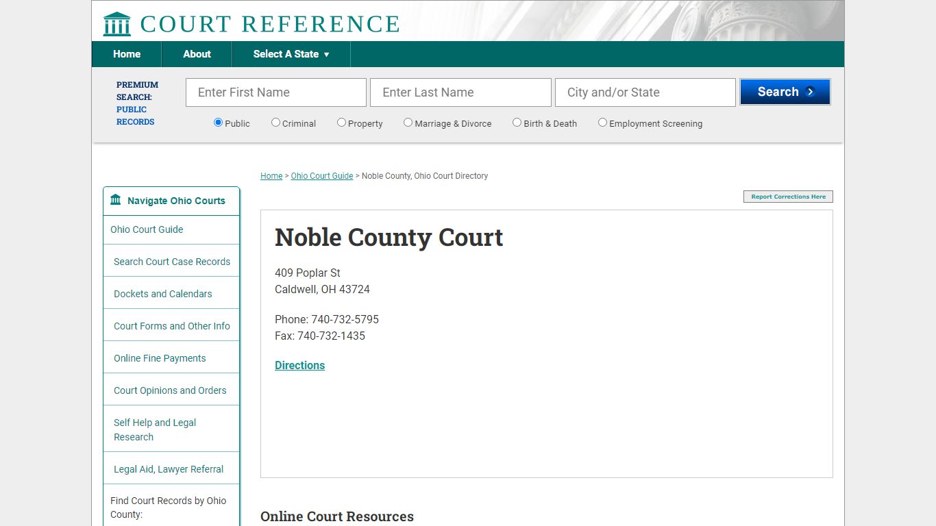 Noble County Court - Court Records Directory