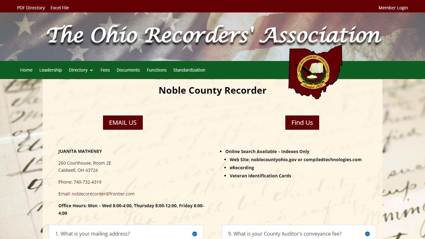 Noble County Recorder | Ohio Recorders' Association